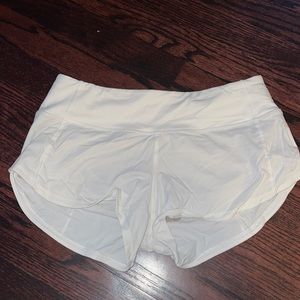 White lululemon speed up shorts